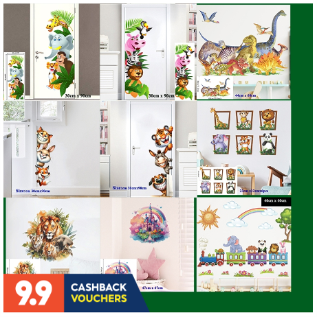 Cartoon Animals Welcome Wall Stickers Living Room Bedroom Kids Room Door Decor Wallpaper Vinyl Wall Decals Art Home Deco