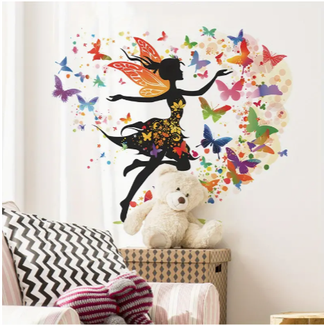 Dreamy Creative Butterfly Elf Bedroom Living Room Dormitory Home Decoration Wall Stickers Mural Windows Stickers Glass Stickers House Decoration Stickers Self Adhesive