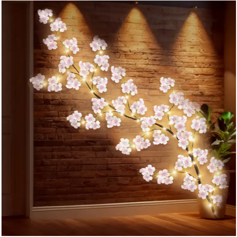 1pc, 5.9ft Artificial Magic Cherry Blossom Branch Lamp - USB Powered, Suitable for Home, Outdoor, Garden, Lawn Decoration - Festive for Christmas, New Year, and Spring Festival