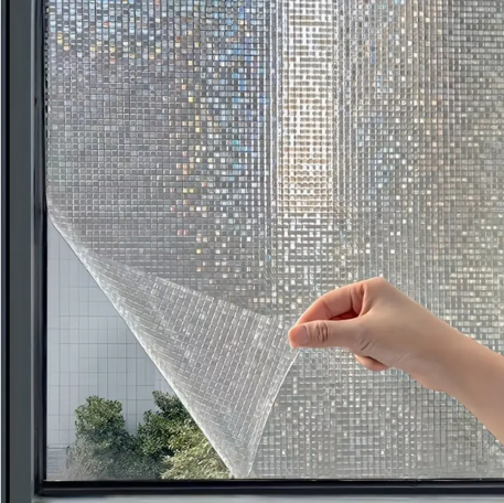 1 Roll, Mosaic Glass Film, 2mil Thick, Dazzling Effect, Privacy Proof, Plastic, Static Cling, Home & Kitchen Window Decor, Elegant Style