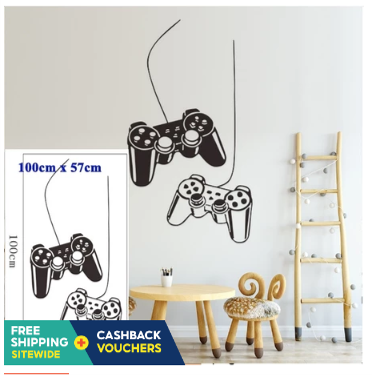 Creative Gamer Vinyl Wall Stickers Gamepad Wallpaper For Kids Boy's Room Game Room Decoration Sticker Murals Decal Home
