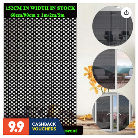 Perforated Mesh Window Film Self Adhesive Black White Dotted One Way Film Privacy Window Glass Stickers For Home Office