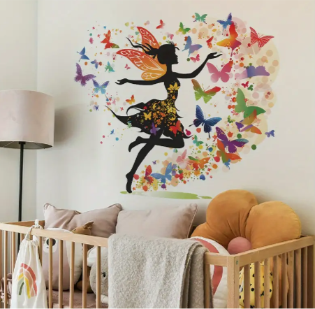 Dreamy Creative Butterfly Elf Bedroom Living Room Dormitory Home Decoration Wall Stickers Mural Windows Stickers Glass Stickers House Decoration Stickers Self Adhesive