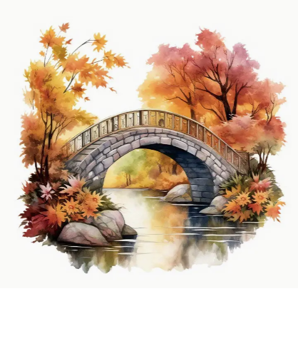 1pc PVC Wall Sticker, Autumn Arch Bridge Scenery for Bedroom Living Room, Self-Adhesive Removable Wall Decal, Home Décor Major Material: PVC