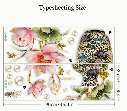 Vintage Lotus Flower Wall Sticker: Bring Chinese Elegance to Your Home