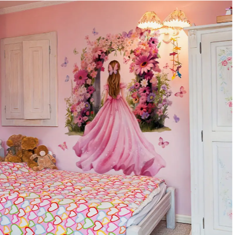 2-Piece Set Hand-Drawn Floral Archway Silhouette Wall Decals, 11.81x35.43inch Each, PVC Self-Adhesive Removable Wall Stickers for Bedroom Living Room Decor, Matte Finish, Irregular Shape