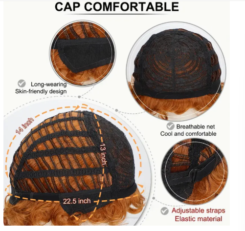 Hp:9762-6498  all local seller, collect from s757087 Women'S Heat-Resistant Synthetic Orange Afro Curly Wave Wig with Beaded Braided Headband - 80s Disco & Punk Rock Style for Halloween, Cosplay, Masquerade - Durable Rose Net Cap, Density, Christmas 