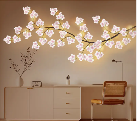 1pc, 5.9ft Artificial Magic Cherry Blossom Branch Lamp - USB Powered, Suitable for Home, Outdoor, Garden, Lawn Decoration - Festive for Christmas, New Year, and Spring Festival