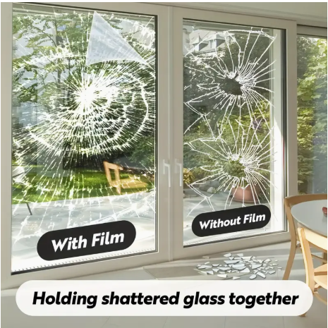 G.W.S HP:9762-6498 2/4mil Clear Window Security Film - Self-Adhesive Anti Shatter Glass Film Safety Shatterproof Window Film Tempered Glass Protection Film for Home and Office