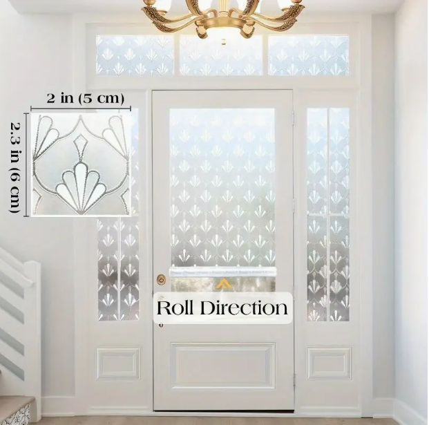 Privacy Window Film Non Adhesive Frosted Glass Sun Blocking Self Static Cling Decorative for Home Kitchen Living Room Removable and Reusable 17.5 x 118.1 inches