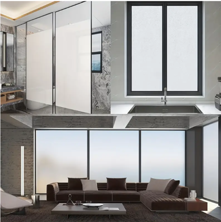 1pc Frosted Glass Window Film, Privacy and Heat Blocking, Self-Adhesive PVC, Easy Install for Home, Office, Bathroom - Enhances Privacy, Indoor Use