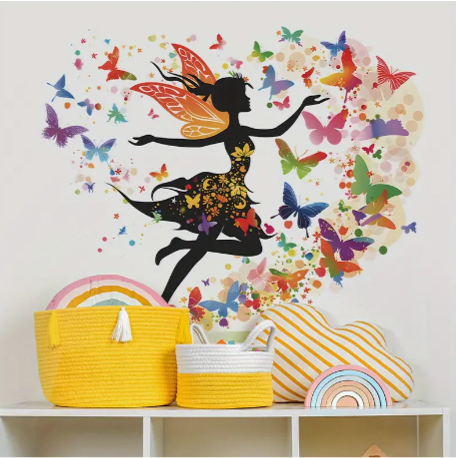 Dreamy Creative Butterfly Elf Bedroom Living Room Dormitory Home Decoration Wall Stickers Mural Windows Stickers Glass Stickers House Decoration Stickers Self Adhesive