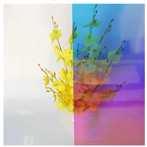 hp:9762-6498 Rainbow Window Film, Smart Red Blue Chameleon Window Film, Color Changing Window Film for Car, Shopping Mall, Building, Home Decor