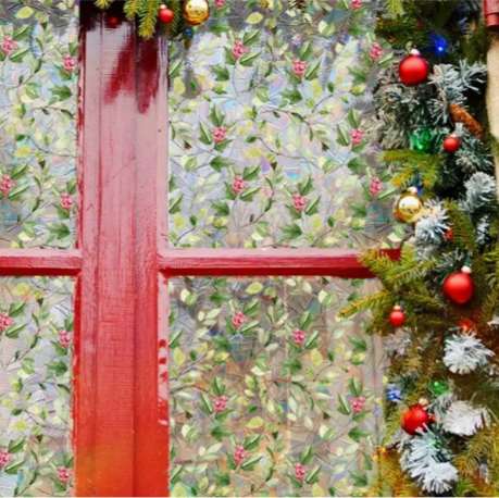 Colorful Flower Translucent curtain Sticker Static Wall Stickers