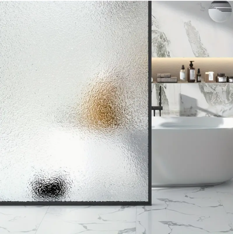 Privacy Window Film, White Frosted Decorative Glass Film, Static Cling, Easy Install No Glue Needed, Blocks Peeping and Glare, 5mil Thickness, Decorative Privacy Film