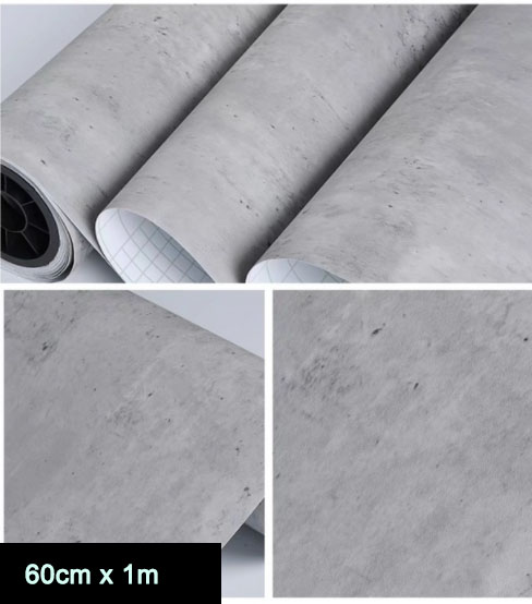  G.W.S  HP9762-6498 3D Wide Self-Adhesive Peel and Stick Concrete Wallpaper - Light Grey Stained Matte Textured Vinyl Wrap Contact Paper for Countertops, Bathroom, Bedroom, Office - Durable Easy Install Wall Sticker, Bathroom Wallpaper, Modern Decor,