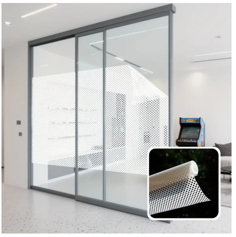 A roll of black and white mesh glass film, suitable for balcony living room office glass windows G.W.S  HP:97626498