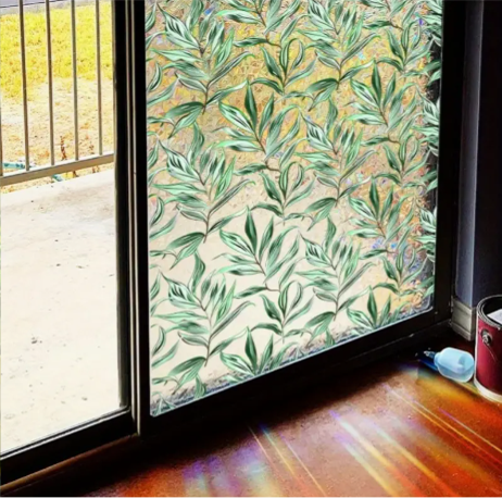 Colorful Flower Translucent curtain Sticker Static Wall Stickers