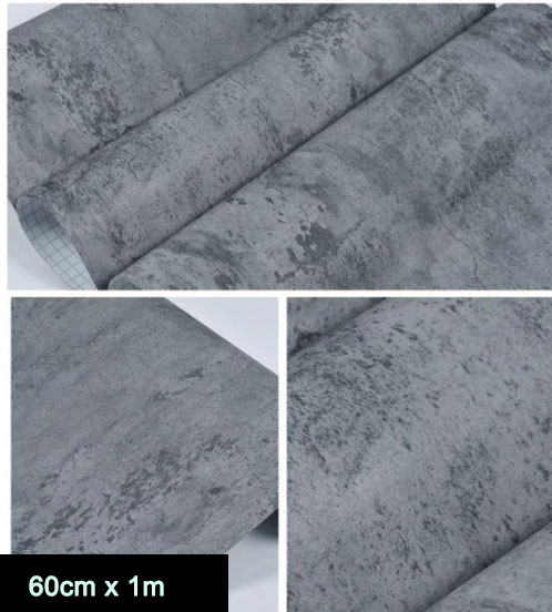  G.W.S  HP9762-6498 3D Wide Self-Adhesive Peel and Stick Concrete Wallpaper - Light Grey Stained Matte Textured Vinyl Wrap Contact Paper for Countertops, Bathroom, Bedroom, Office - Durable Easy Install Wall Sticker, Bathroom Wallpaper, Modern Decor,