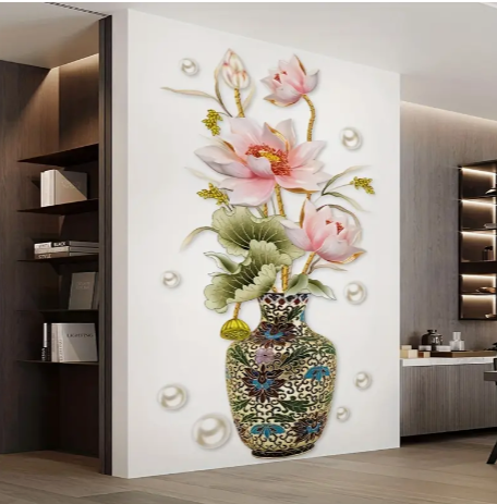 Vintage Lotus Flower Wall Sticker: Bring Chinese Elegance to Your Home