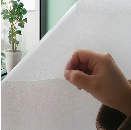 Privacy Window Film, White Frosted Decorative Glass Film, Static Cling, Easy Install No Glue Needed, Blocks Peeping and Glare, 5mil Thickness, Decorative Privacy Film