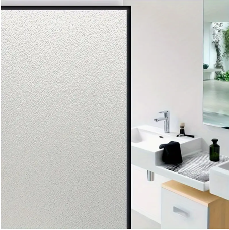 Privacy Window Film, White Frosted Decorative Glass Film, Static Cling, Easy Install No Glue Needed, Blocks Peeping and Glare, 5mil Thickness, Decorative Privacy Film